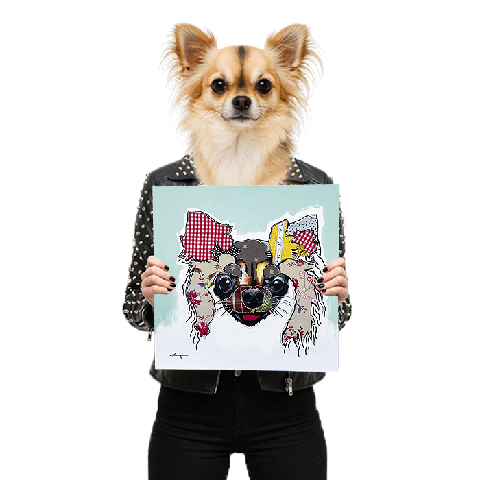 Lienzo pintado a mano con mascota Chiguaga.