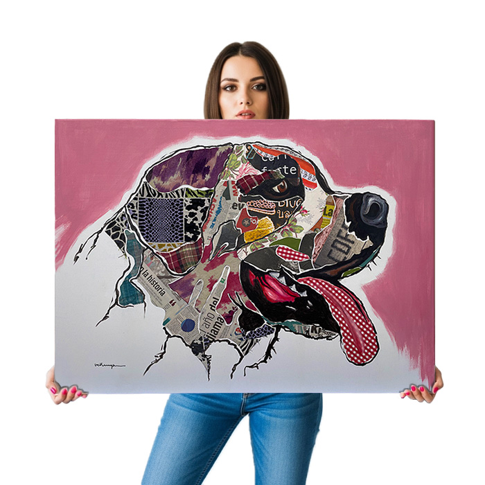 Lienzo pintado a mano con una mascota Labrador Retriever.