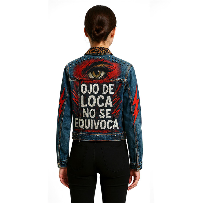 Chaqueta vaquera pintada a mano con diseño exclusivo de loca.