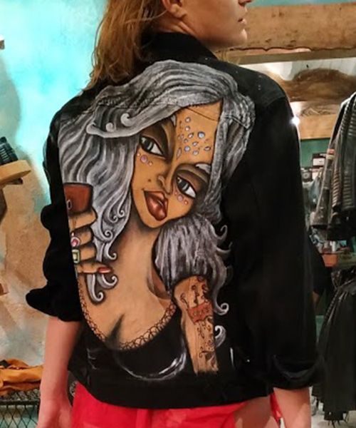 Chaqueta vaquera personalizada con diseño de chica italiana.