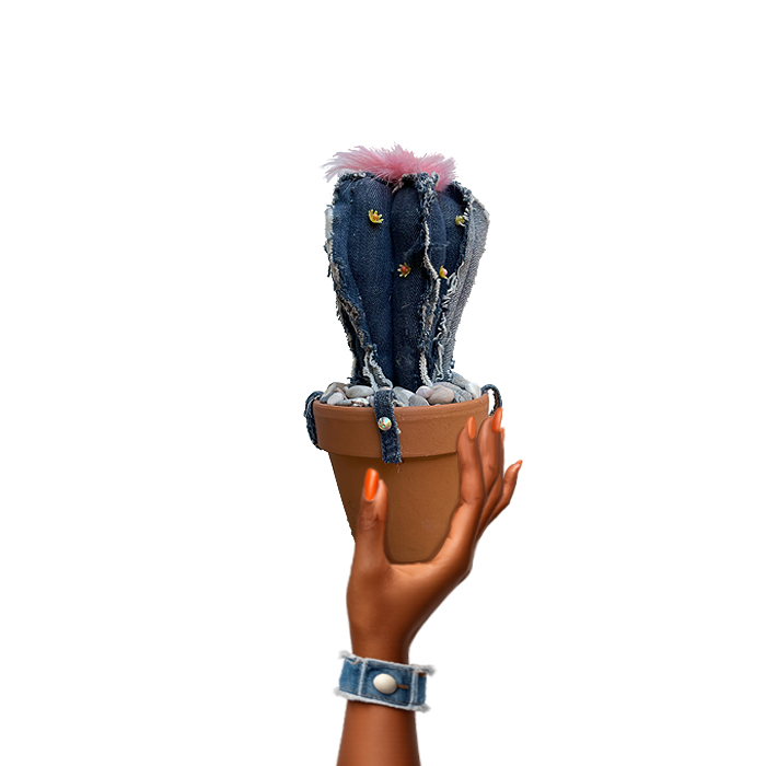 Cactus vaquero reciclado y cosido a mano